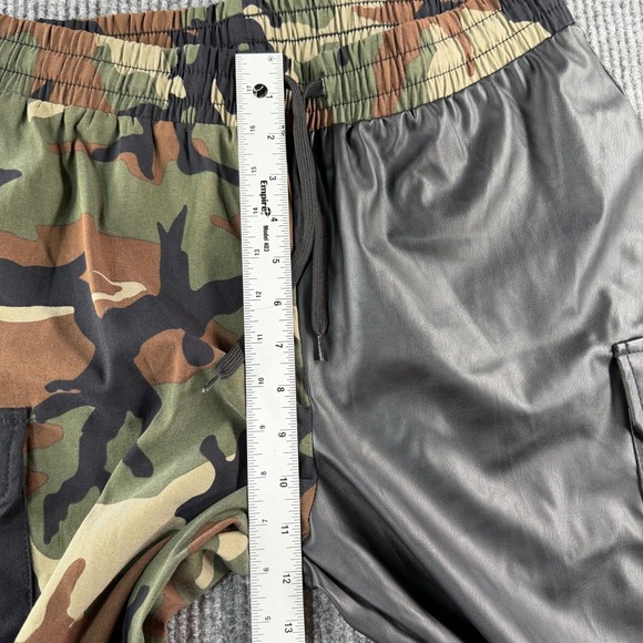 Like an Angel Cargo Jogger Pants Women XL Camo Black Faux Leather Excellent - Picture 8 of 8